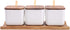 WUWEOT 3 Pack Porcelain Condiment Bowls Set, 12OZ White Ceramic Salt Bowl Condiment Jar Spice Container with Lids Spoons and Tray for Sugar, Serving Tea, Coffee, Spice, Salt