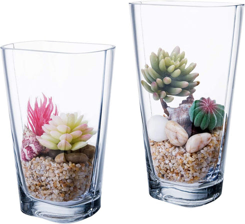10" Clear Glass Vases Floral Planter Container for Flower Centerpieces, Floral Arrangements, Weddings, Home Decor or Office