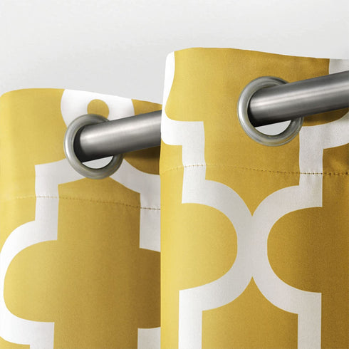 Exclusive Home Curtains Ironwork Sateen Woven Blackout Grommet Top Curtain Panel Pair, 52x96, Sundress Yellow