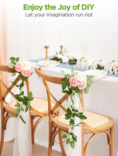 InnoGear Artificial Flowers, 50 Pcs Faux Flowers Fake Flowers Blush Roses Perfect for DIY Wedding Bouquets Centerpieces Bridal Shower Party Home Flower Arrangement Decorations