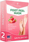 Foot Peel Mask with Strawberry 2 Pack Peeling Foot Mask Dermatologically Tested - Repairs Heels, Removes Dead Skin for Soft Baby Feet - Exfoliating Mask for Dry Cracked Feet