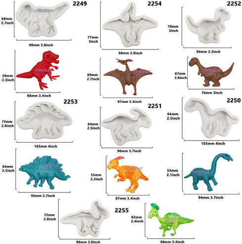 Funshowcase Dinosaur Fondant Silicone Molds 7-Count