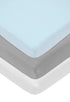 American Baby Company 15" x 33" Fitted Bassinet Sheet, 100% Natural Cotton Jersey Knit, Blue/Gray/White, Soft Breathable, for Boys and Girls, Pack of 3