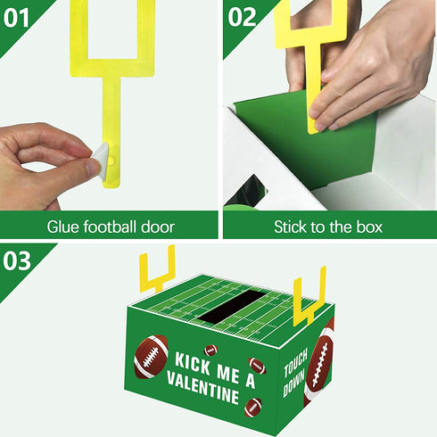 Valentines Boxes for Kids - Football Valentine Day Cards for Classroom Exchange Boys Girls School Class Party Favors(1 Mailbox, 24 Valentine Cards)