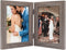 Golden State Art, 5x7 Double Frame Wood Grain Hinged Picture Frame Two Photo Frames, for Wedding Family Picture Collage (Grey, 5x7)