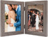Golden State Art, 5x7 Double Frame Wood Grain Hinged Picture Frame Two Photo Frames, for Wedding Family Picture Collage (Grey, 5x7)