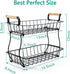 2 Tier Fruit Basket for Kitchen - Countertop Fruits Vegetable Bowl Detachable Metal Rectangular Wire Basket Stand Holder for Fruits Veggies Bread Snacks Organizer Storage