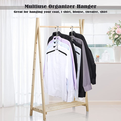 Hangers Space Saving Clothes Hanger 2 Pack Swing Arm Non Slip Padded Coat Hanger 5 Layers Heavy Duty Stainless Steel Sweater Shirt Hanger Closet Storage Organizer