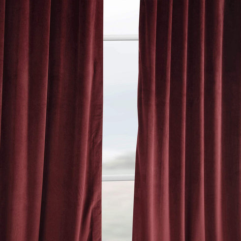 HPD Half Price Drapes VPYC Heritage Plush Velvet Curtain (1 Panel), 50 X 108, Dark Merlot