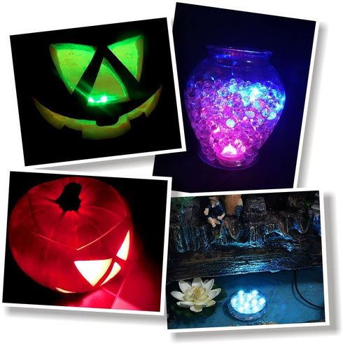 Tripop RGB Color Changing Submersible LED Lights, 13 Colors 4 Modes LED Floral Lights with Remote Controls + Battery Powered (4 Packs)