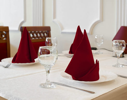 Utopia Kitchen Cloth Napkins 18 by 18 Inches, 12 Pack Burgundy Dinner Napkins, Cotton Blend Soft Durable Napkins