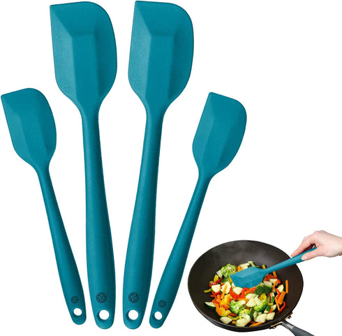 StarPack Home Premium Silicone Spatula Set (2 Small, 2 Large) - Rubber Spatulas Silicone Heat Resistant to 600°F - Hygenic One Piece Design, Non Stick Kitchen Spatula Set (Teal Blue)