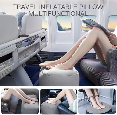 Sunany Inflatable Foot Rest Pillow for Travel, Kids/Adults Airplane Travel Pillow-Adjustable Height Cushions,for Kids to Sleep While Traveling,Suitable for Office, Home and Any Travel (1 Pack)