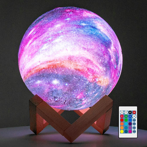 BRIGHTWORLD Moon Lamp Kids Night Light Galaxy Lamp 5.9 inch 16 Colors LED 3D Star Moon Light, Remote & Touch Control USB Rechargeable Gifts for Baby Girls Boys Mom Women Wife Birthday