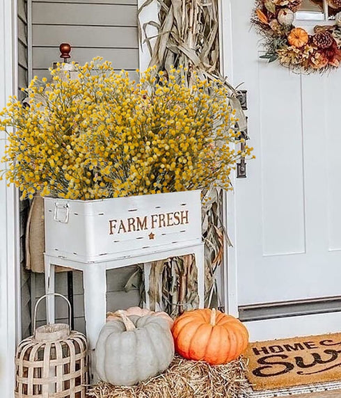 10 Pcs Baby's Breath Artificial Flowers Bulk 3 Branches Faux Baby Breath Plastic Flowers Fake Gypsophila Flower Arrangement for Crafts Fake Flowers Bouquet for Wedding Home Decor Yellow Baby Breath