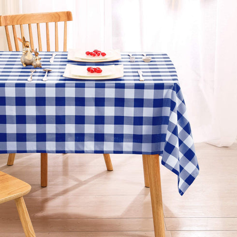 Hiasan Royal Blue Checkered Tablecloth Rectangle - Wrinkle Resistant, Stain Resistant and Waterproof Gingham Table Cloth for Kitchen, Dining and Picnic, 60 x 102 Inch