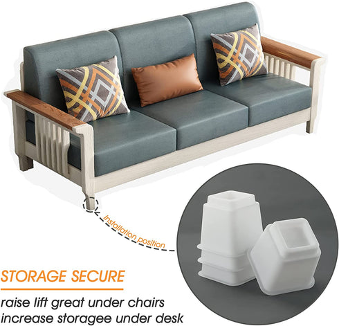 Ihomepark 5 Inch Bed Risers, Heavy Duty Couch Riser, Bed Frame Lift for Couch, Tables, Chair, Desk, Sofa and Bunk Bedpost, Set of 4(White).