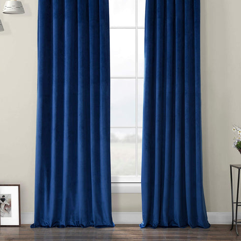 HPD Half Price Drapes VPYC Heritage Plush Velvet Curtain (1 Panel), 50 X 84, Pisces Blue