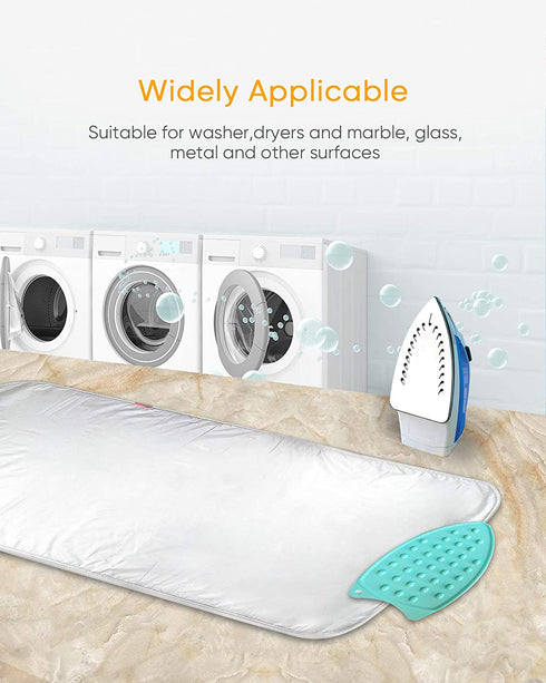 Upgraded Thick Ironing Mat,Travel Ironing Blanket Ironing Pad,Portable Double-Side Using,Heat Resistant Pad Cover for Washer,Dryer,Table Top,Countertop,Ironing Board for Small Space (22 x 47 inch)