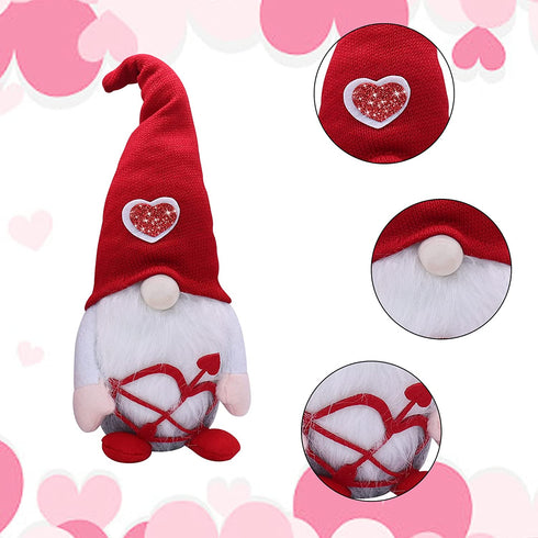 2PCS Valentines Day Gnome Plush Decorations, Gnome Couple, ROTOMOON Elf Gnomes Decor, Swedish Tomte Dwarf Figurines Table Ornaments, Valentines Day Decor, Valentines Gifts