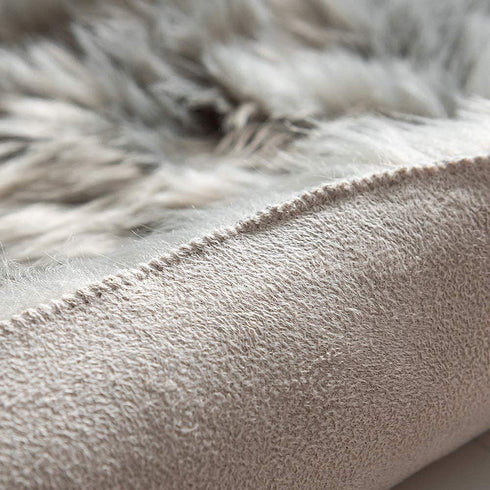 Carvapet Luxury Soft Faux Sheepskin Chair Cover Seat Pad Plush Fur Area Rugs for Bedroom, 2ft x 3ft,Grey