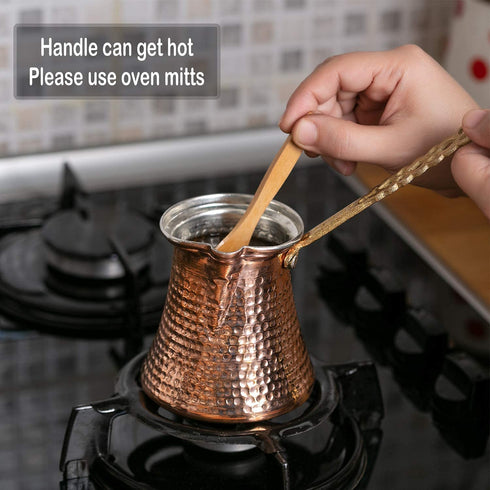 Turkish Coffee Pot, Greek Arabic Coffee Maker, Hammered Copper Coffee Cezve, Copper Pot, Stove Top Coffee Maker, Large 14.4 fl oz Capacity