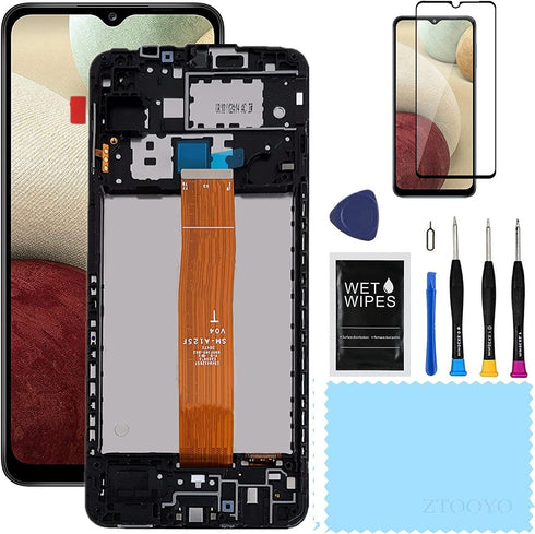 for Samsung Galaxy A12 Screen Replacement with Frame for Samsung a12 a125u Screen Replacement s127dl a125a a125w LCD Display digitizer Touch Screen Assembly with Repair Part Tools 6.5 inch