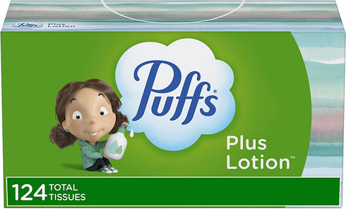 Puffs Plus Lotion Facial Tissues, 1 Family Box, 124 Tissues per Box