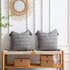 DEZENE Boho Throw Pillow Covers: Set of 2 18x18 Inch Square Light Grey Striped Jacquard Cotton Linen Decorative Pillow Cases for Home Decor Sofa Couch Farmhouse Living Room Bedroom