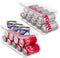 Set of 2 Stackable Refrigerator Organizer Bins Pop Soda Can Dispenser Beverage Holder for Fridge, Freezer, Kitchen, Countertops, Cabinets - Clear Plastic Canned Food Pantry Storage Rack Holds 9 Cans