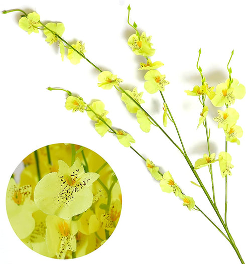 ProYankiot Orchids Artificial Silk Flowers 12 pcs 37? Fake Faux Dancing Lady Orchids Stem Flower for Home Decor Indoor Party Office Festival Decoration Yellow