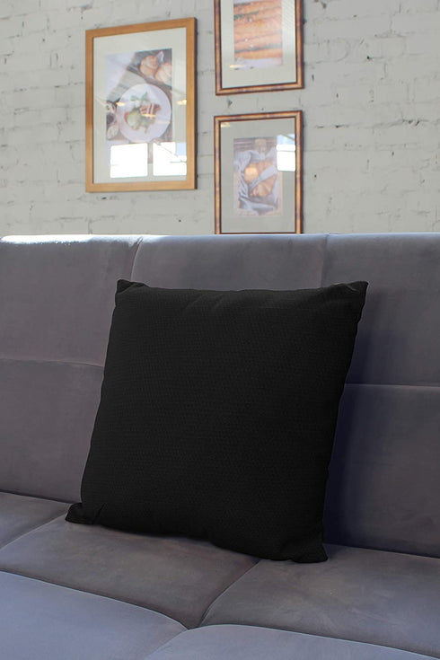 Encasa Homes Throw Pillow Cover 2pc Set - Jet Black - 24 x 24 inch Solid Dyed Cotton Canvas Square Accent Decorative Cushion Case for Couch Sofa Chair Bed & Home Only Covers