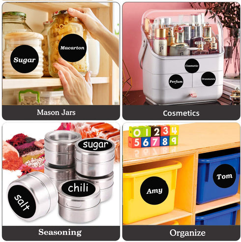 Chalkboard Labels Sticker - 90 Reusable Round Chalkboard Mason Jar Lid Canning Label, 2.5 inch Removable Waterproof Blackboard Sticker Label for Organizing, Pantry Storage Party Decoration & Craft DIY