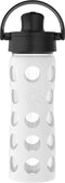 Lifefactory 16-Ounce Glass Water Bottle with Active Flip Cap and Protective Silicone Sleeve, Optic White