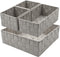 ELONG HOME Woven Baskets for Storage, Small Hand-Woven Storage Basket with Durable Metal Frame, Woven Strap Baskets for Organizing, Set of 4, Grey