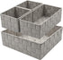 ELONG HOME Woven Baskets for Storage, Small Hand-Woven Storage Basket with Durable Metal Frame, Woven Strap Baskets for Organizing, Set of 4, Grey
