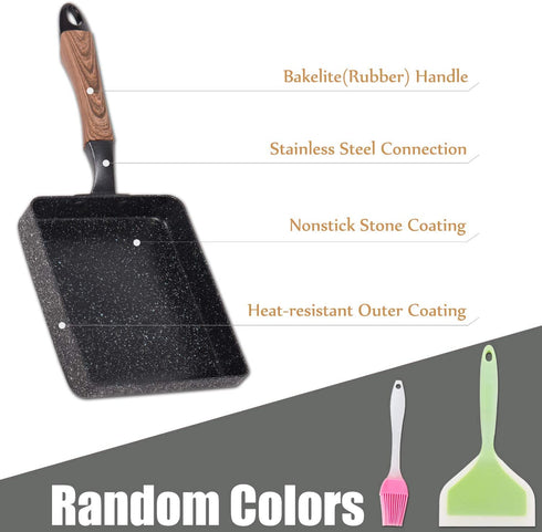 ROCKURWOK Omelette Pan? Tamagoyaki Japanese Egg Pan, 7? x 6?, Nonstick Rectangle Egg Frying Pan, Black