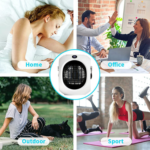 OKF Portable Air Conditioners 4000mAh - 3 in1 Air Conditioner Personal Air Conditioner Arctic Air with Warm Light, LED Display, Cooling Fans, 3 Speeds Air Humidifier, USB Port for Home Office Room