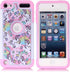 Apple iPod Touch 5,6th Case, iPod 7th Generation Case, Rainbow Unicorn Pattern Shockproof Studded Rhinestone Crystal Bling Hybrid Case Silicone Protective Armor for Apple iPod Touch 5 6th Generation