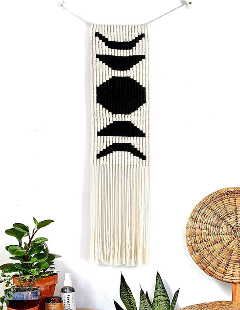 Macrame Wall Hanging Moon Phase Bohemain Home Wall Décor, 10" W x31.5 L