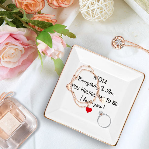 Gifts for Mom from Daughter Son,Ceramic Jewelry Tray Mom Ring Dish Decorative Gift,Christmas Valentines Day Mothers Day Birthday Gifts for Mom Grandma Aunt Mother in Law Women Her Who Love Unique Gift