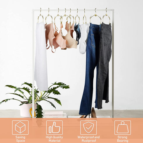 Exttlliy 10PCS Metal Underwear Bra Rack Durable Fashion Children Clothes Hangers Hook Lingerie Shop Display Hanger with Clips (Gold)
