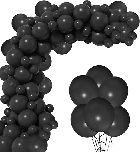 Mobacurty Black Party Balloons Garland Arch Kit, 100Pcs 12Inch and 5Inch Party Decoration Latex Matte Black Balloons for Wedding Graduation Baby shower Birthday Party Decorations Supplies