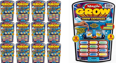 Ja-Ru Magic Grow Capsules, (12 Packs 144 Capsules Assorted). Water Growing Animals Capsules. Great Party Favor Kids Toy. 305-12p