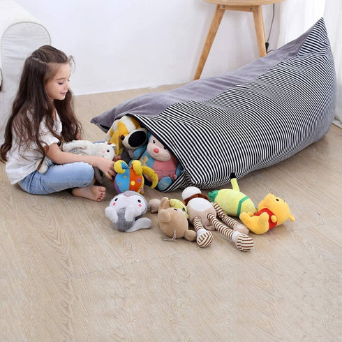 Stuffed Animal Storage Bean Bag Chair | 53" Extra Large Beanbag Cover for Kids and Adults, Plush Toys Holder and Organizer for Boys and Girls | Premium Velvet - Soft & Comfortable