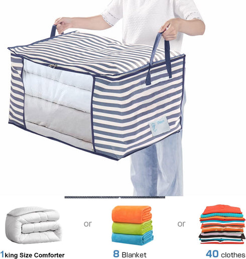 Fajyaz 105L Clothing Storage Bags, Blankets, And Quilts Storage Bags With Zippers(3 Pack)Foldable Organizer With Reinforced Handle?Clear Window