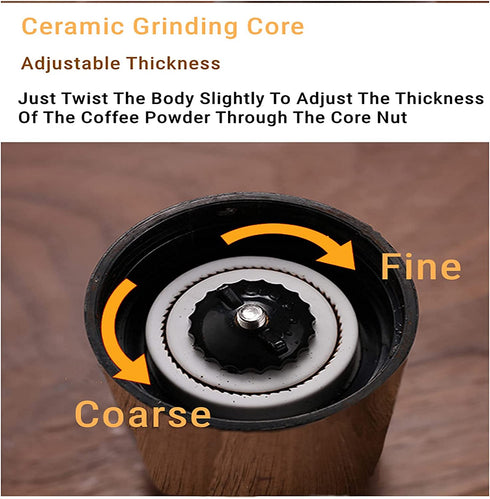 Manual Coffee Grinder-YIUYIUPI Stainless Steel Grinder is Easy to Carry and Coffee Powder of the Thickness can be Adjusted, Suitable for Office, Home Kitchen and Camping (Reddish brown)