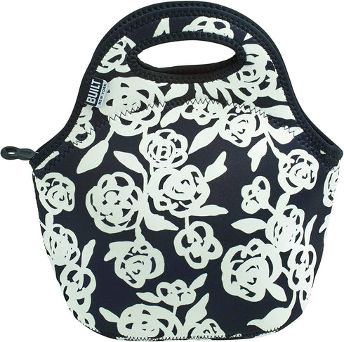 BUILT Gourmet Getaway Soft Neoprene Lunch Tote Bag-Lightweight, Insulated and Reusable, One Size, Garden Rose