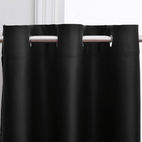 Aquazolax Kitchen Blackout Window Treatment Valances - Thermal Insulated Home Decor Grommet Top Blackout Tier Nursery Curtains for Bedroom, 42W by 24L Inches, Black, 2 Panels