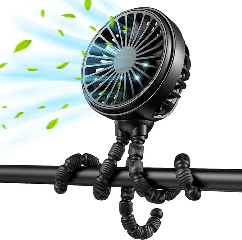 GUSGU Mini Stroller Fan Clip-on for Baby, Small Portable Fan Rechargeable and Handheld, USB Cooling Fan with 3 Adjustable Speeds and Flexible Tripod for Travel, Car Seat, Camping, and Bedroom.